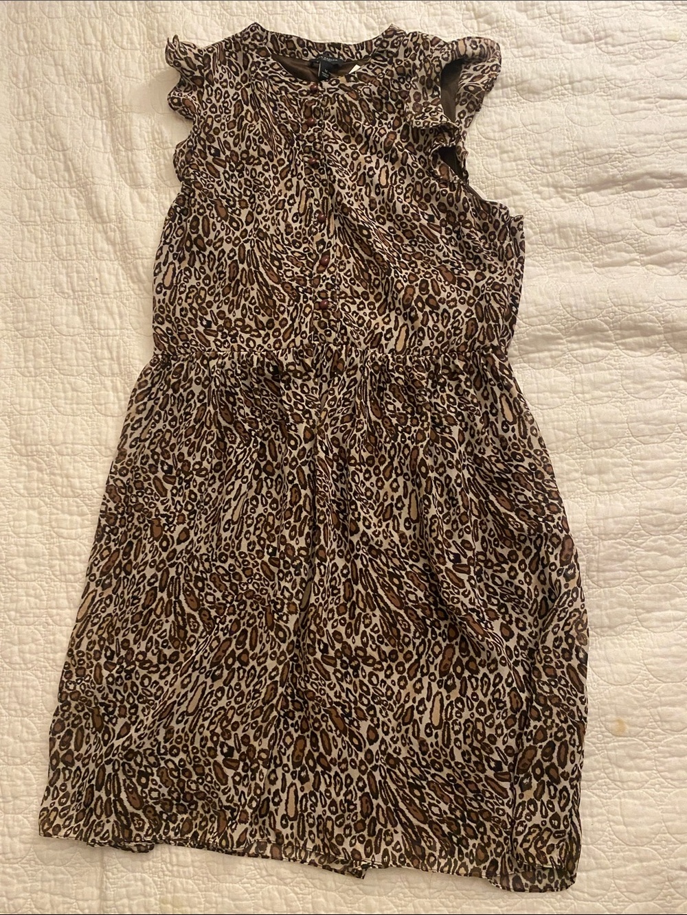 Ann Taylor womans Leopard Print Sleeveless Dress - Brown & Cream